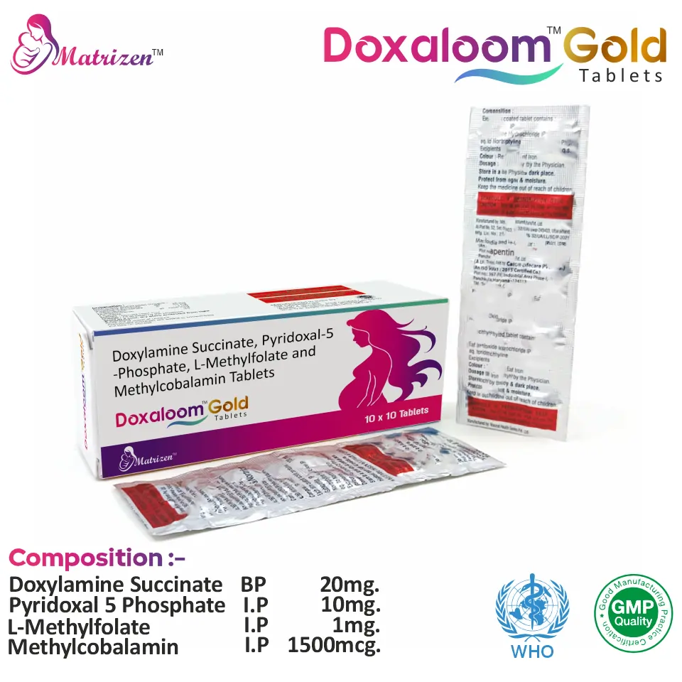 Doxylamine 20mg + L-Methylfolate + P5P + Mecobalamin Tablet | Pregnancy Wellness | Best Price for PCD Pharma Franchise in Ahmedabad